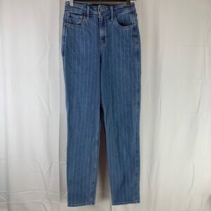 Hollister Mom Jeans Womens 3R 26 Blue Pinstripe Ultra High-Rise Vintage Stretch